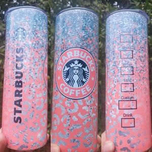 Starbucks pink leopard stainless steel sublimation Tumbler 20oz new